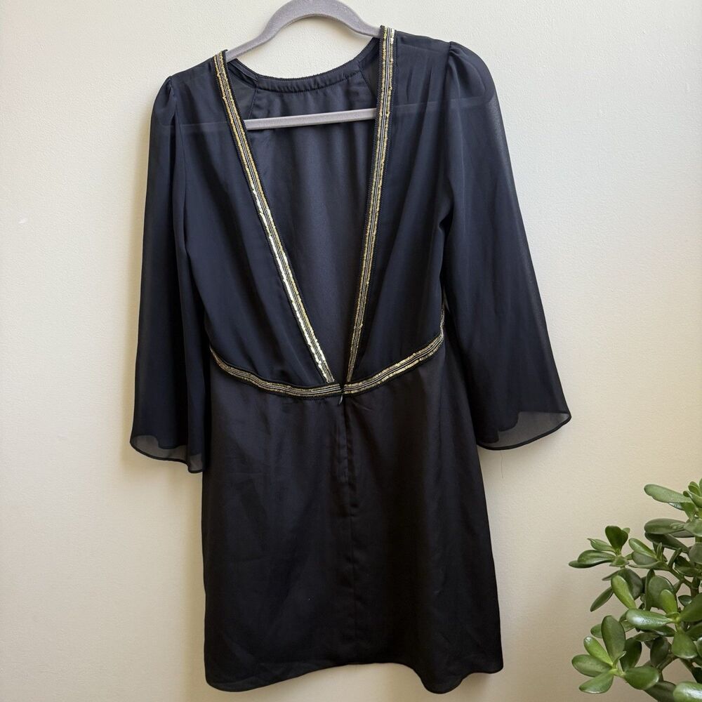 Bcbgeneration Black Gold Sequin Neck Plunging Bac… - image 2